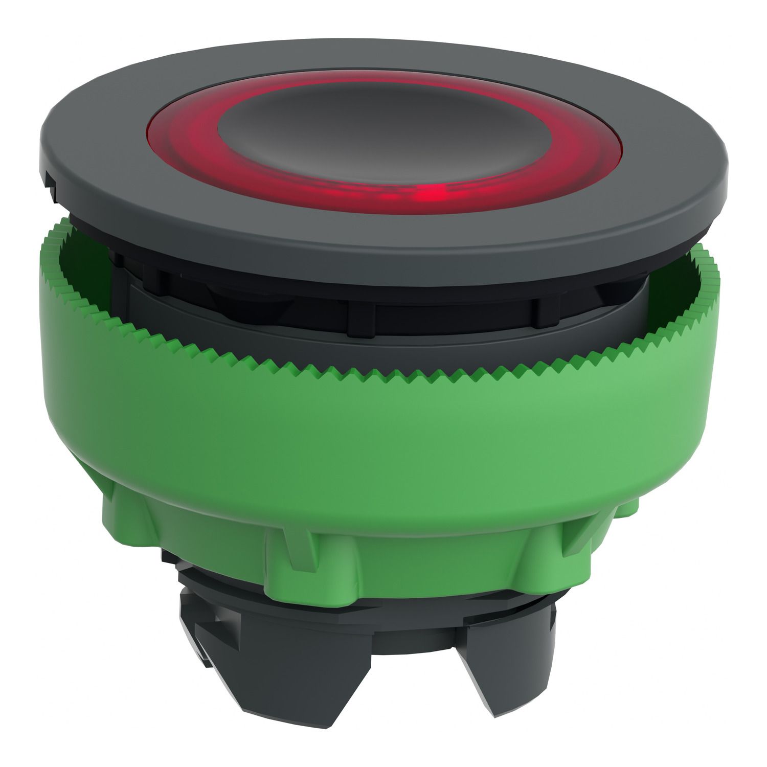 Picture of Head for illuminated push button, Harmony XB5, plastic, red flush mounted, 30mm, universal LED, illuminated ring