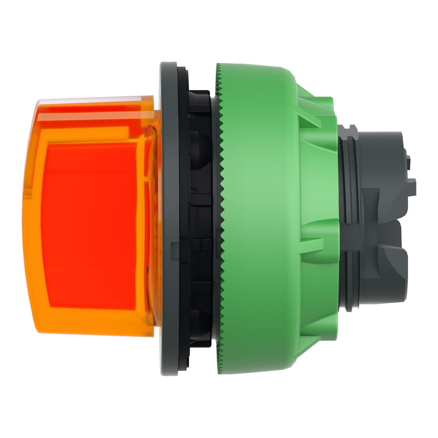 Picture of Head for illuminated selector switch, Harmony XB5, plastic, orange handle, flush mounted, universal LED, 3 positions
