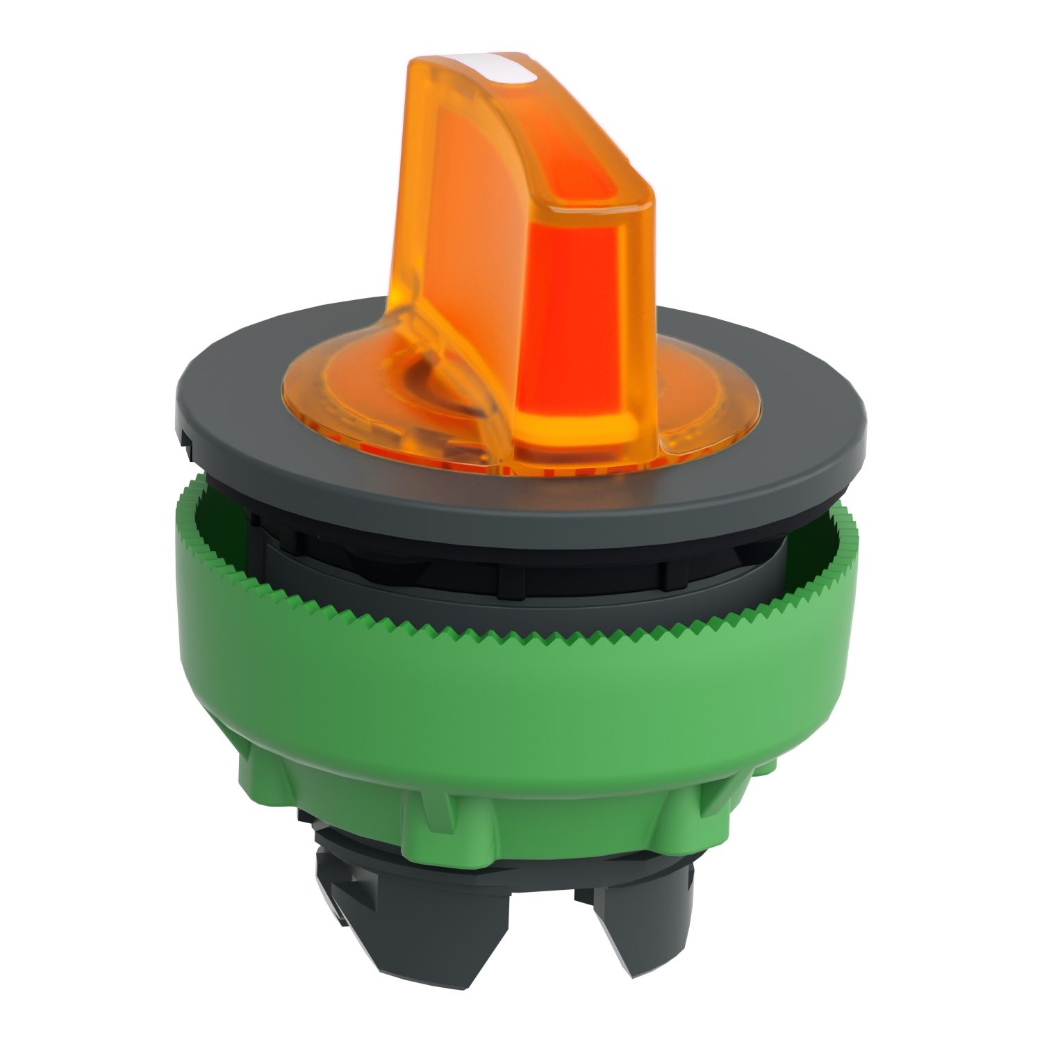 Picture of Head for illuminated selector switch, Harmony XB5, plastic, orange handle, universal LED, 3 positions, to center