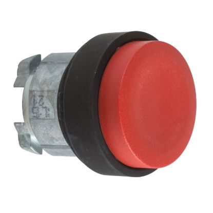 Picture of Head for illuminated push button, Harmony XB4, metal, red projecting, 22mm, spring return, unmarked
