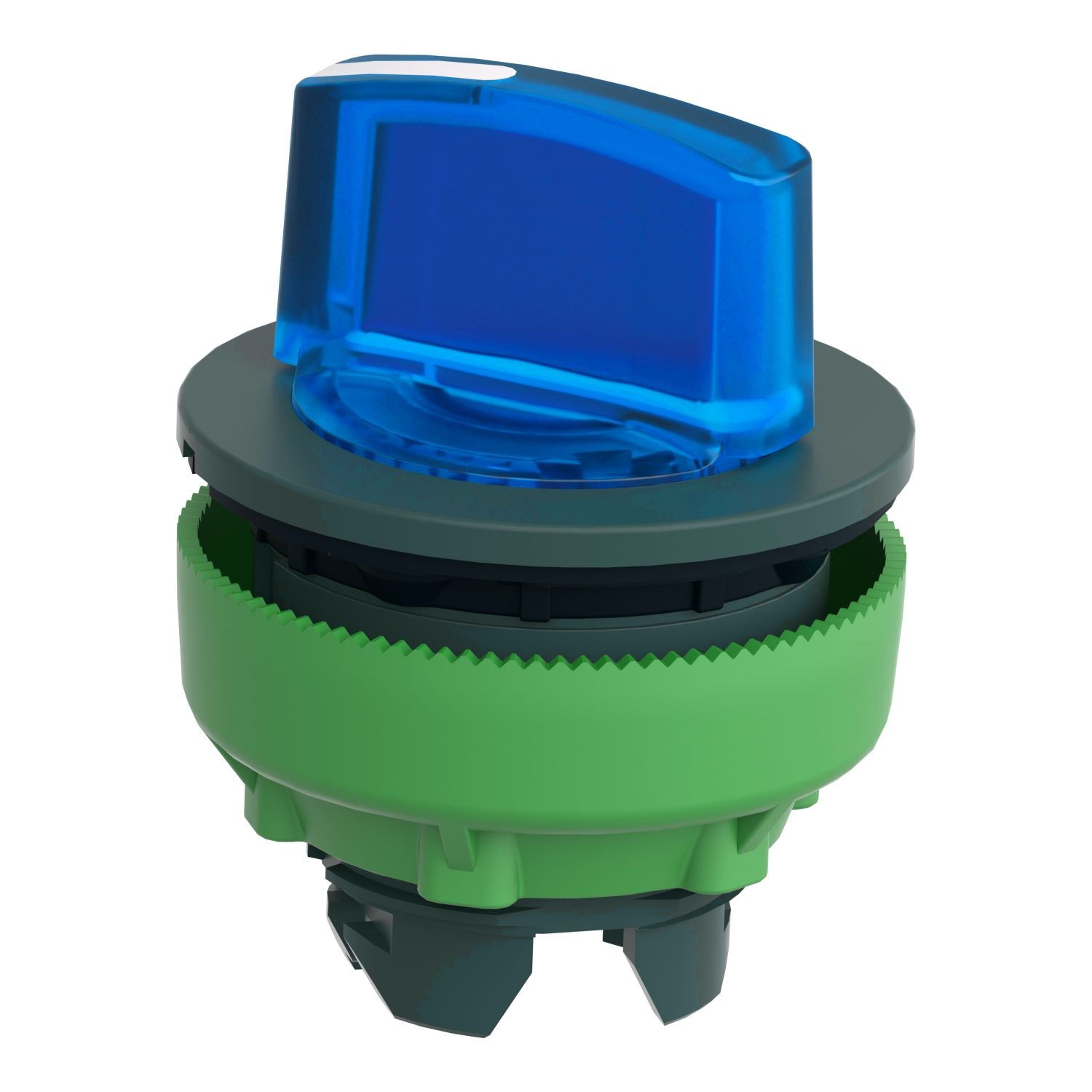 Picture of Head for illuminated selector switch, Harmony XB5, plastic, blue handle, universal LED, 2 positions, spring return