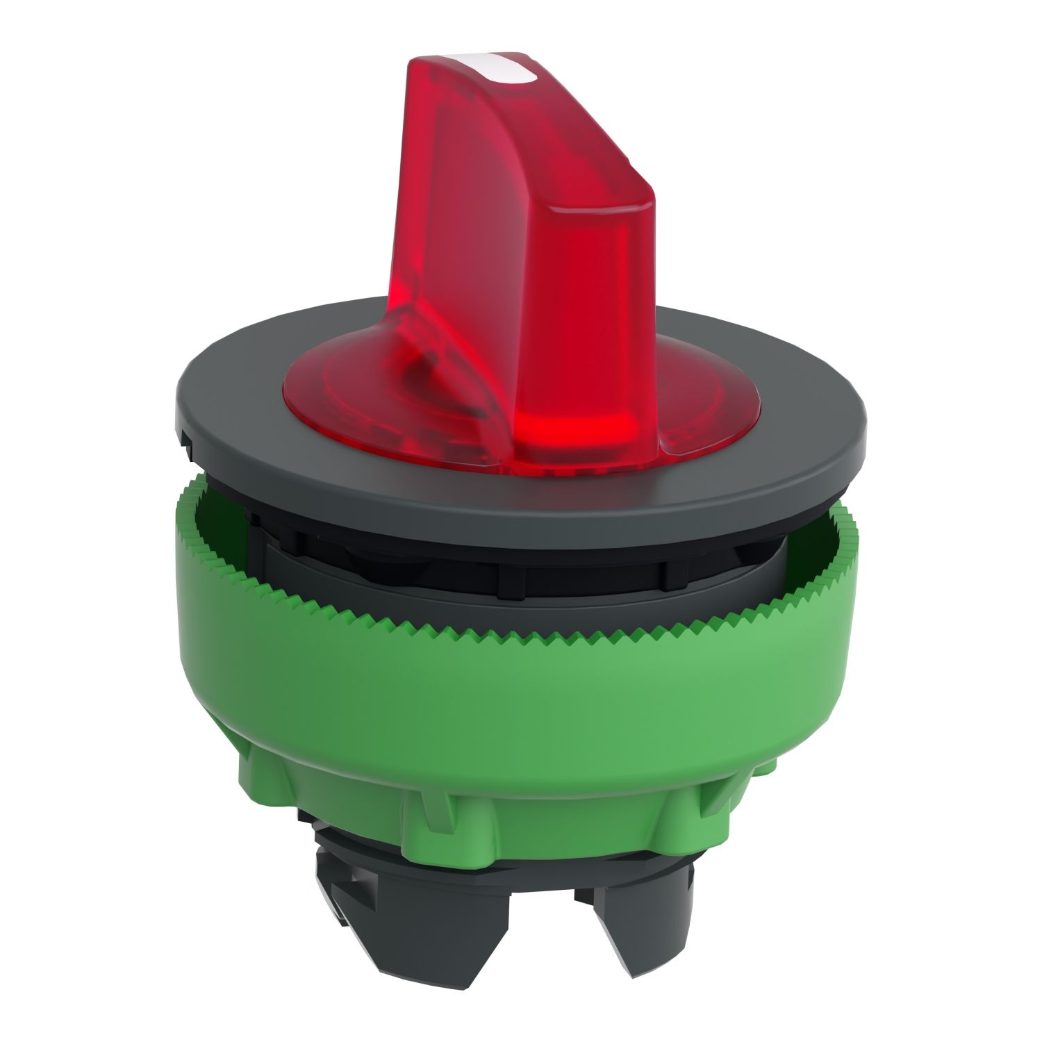 Picture of Head for illuminated selector switch, Harmony XB5, plastic, red handle, universal LED, 3 positions, left to center