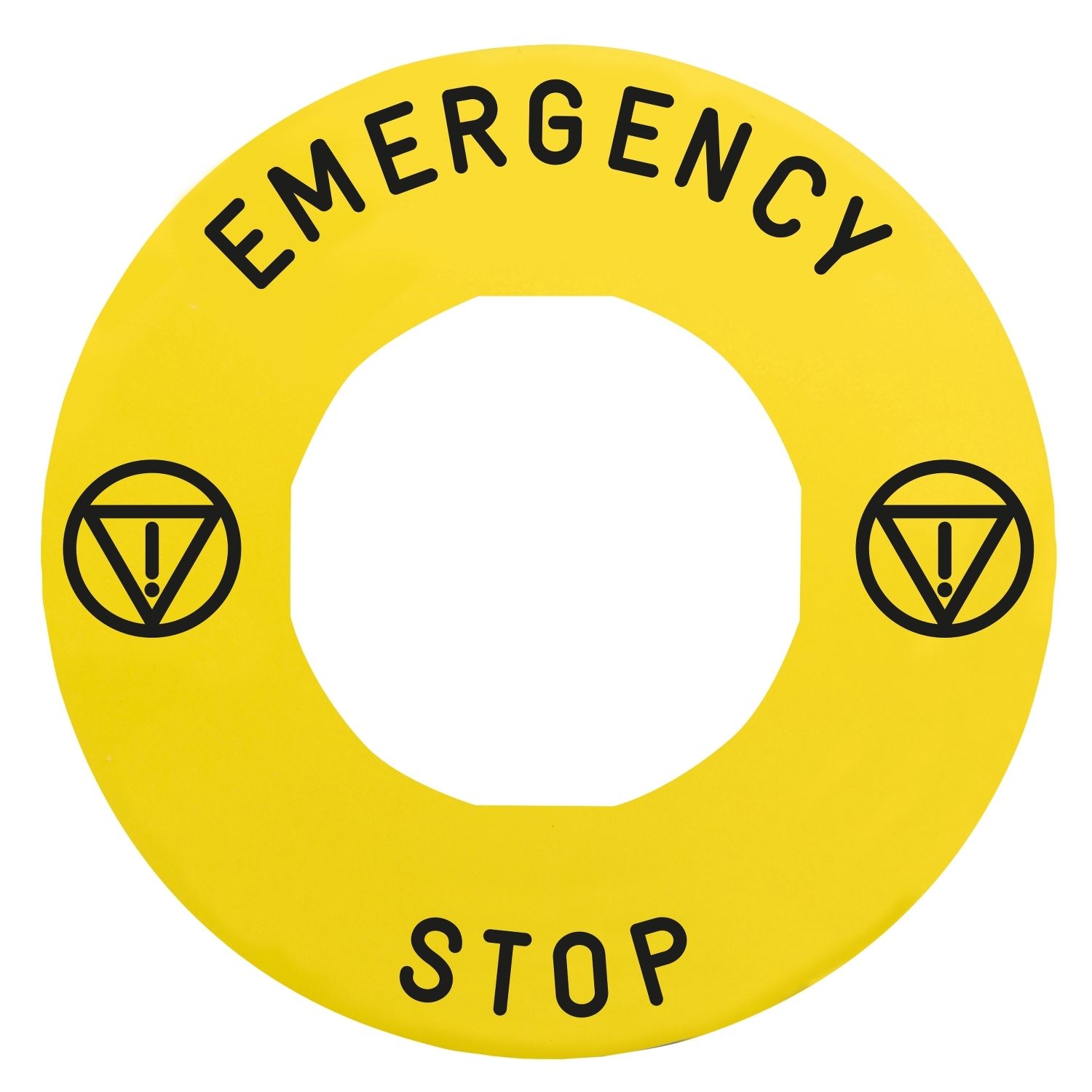 Picture of Legend holder 60mm for emergency stop, plastic, Harmony XB4, yellow, for padlocking, marked EMERGENCY STOP