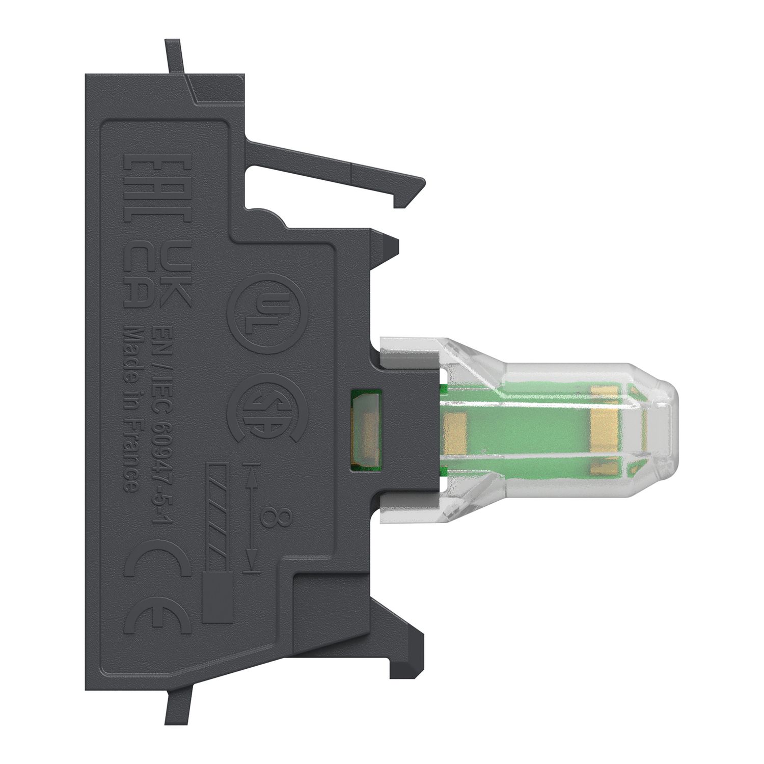 Picture of Light block, Harmony XB4, Harmony XB5, for head 22mm, universal LED, 230…240V AC, compact push in terminals
