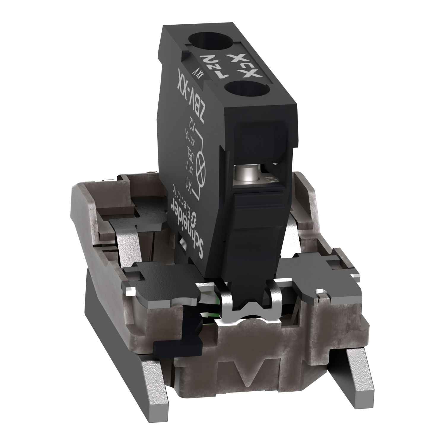 Picture of Complete body light block assembly, Harmony XB4, metal, universal LED, screw clamp terminals, 12V AC DC