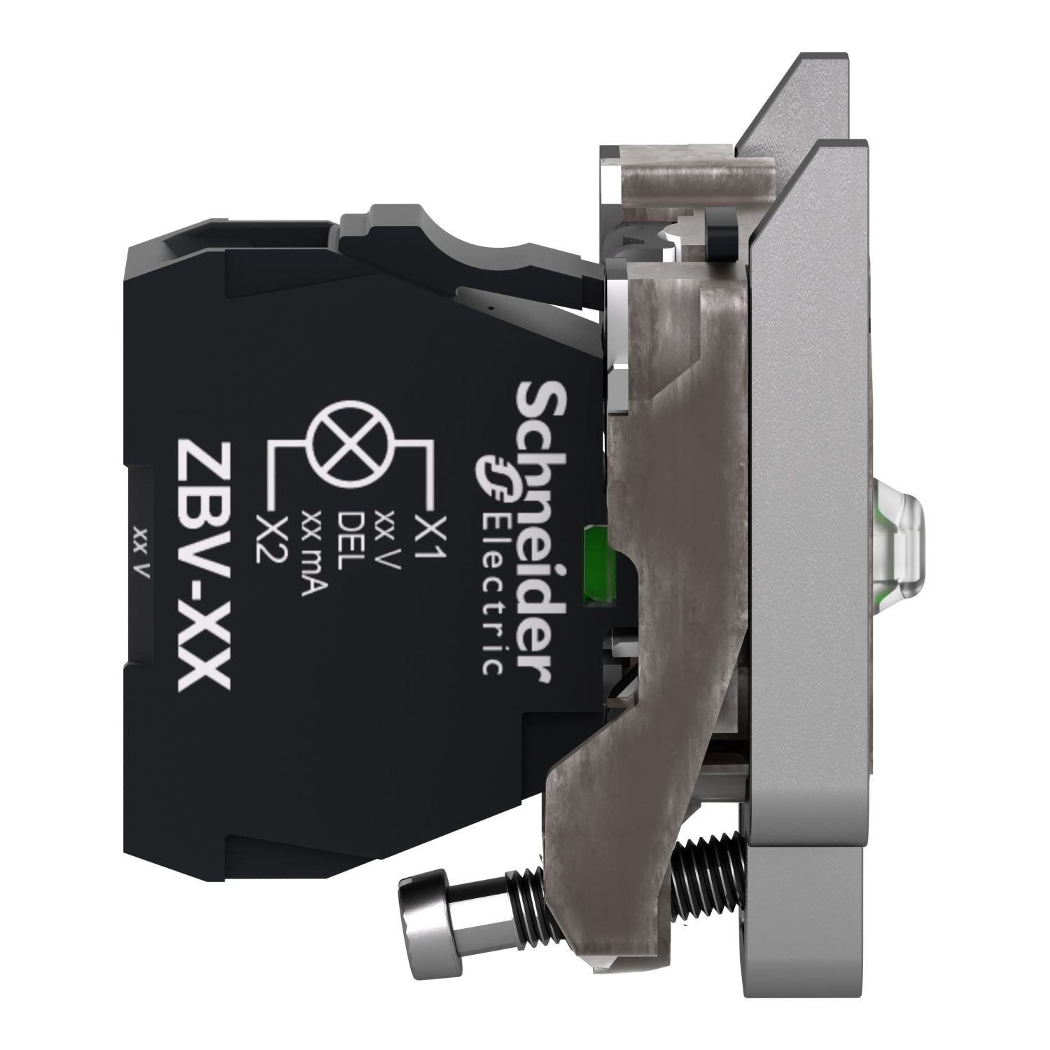 Picture of Complete body light block assembly, Harmony XB4, metal, universal LED, screw clamp terminals, 12V AC DC