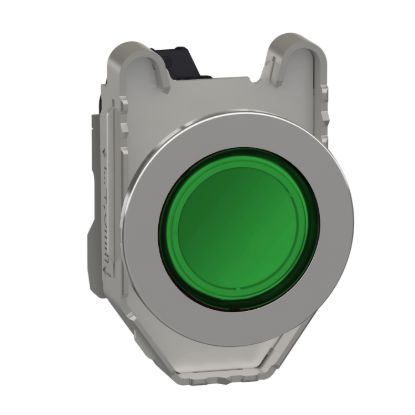 Picture of Pilot light, Harmony XB4,metal, green flush mounted, 30mm, universal LED, plain lens, 230...240V AC