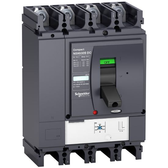 Picture of Circuit breaker, ComPact NSX500 DC PV, 500A, 1000V, TM-D trip unit, 4 poles