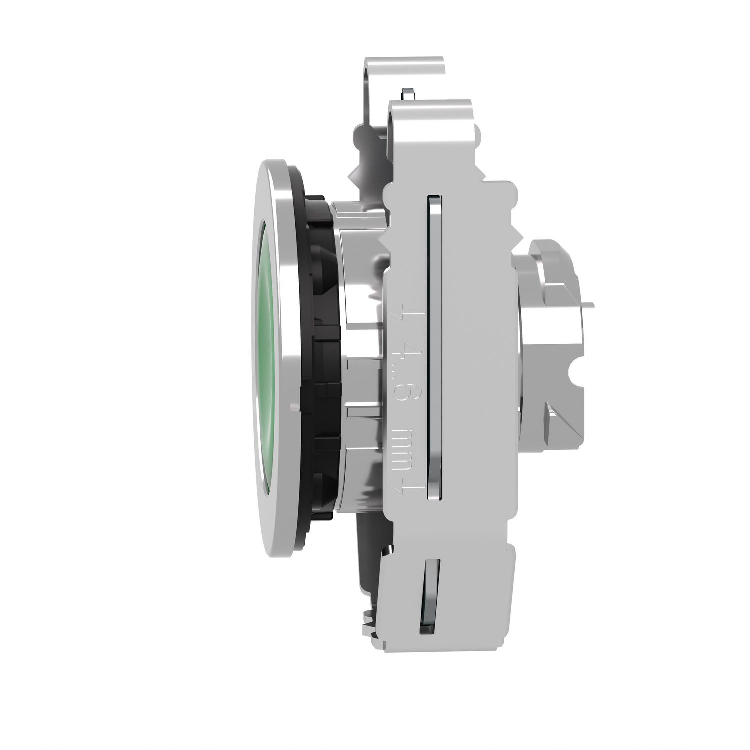 Picture of Head for pilot light, Harmony XB4, flush mounted, green, 30mm, with plain lens, universal LED