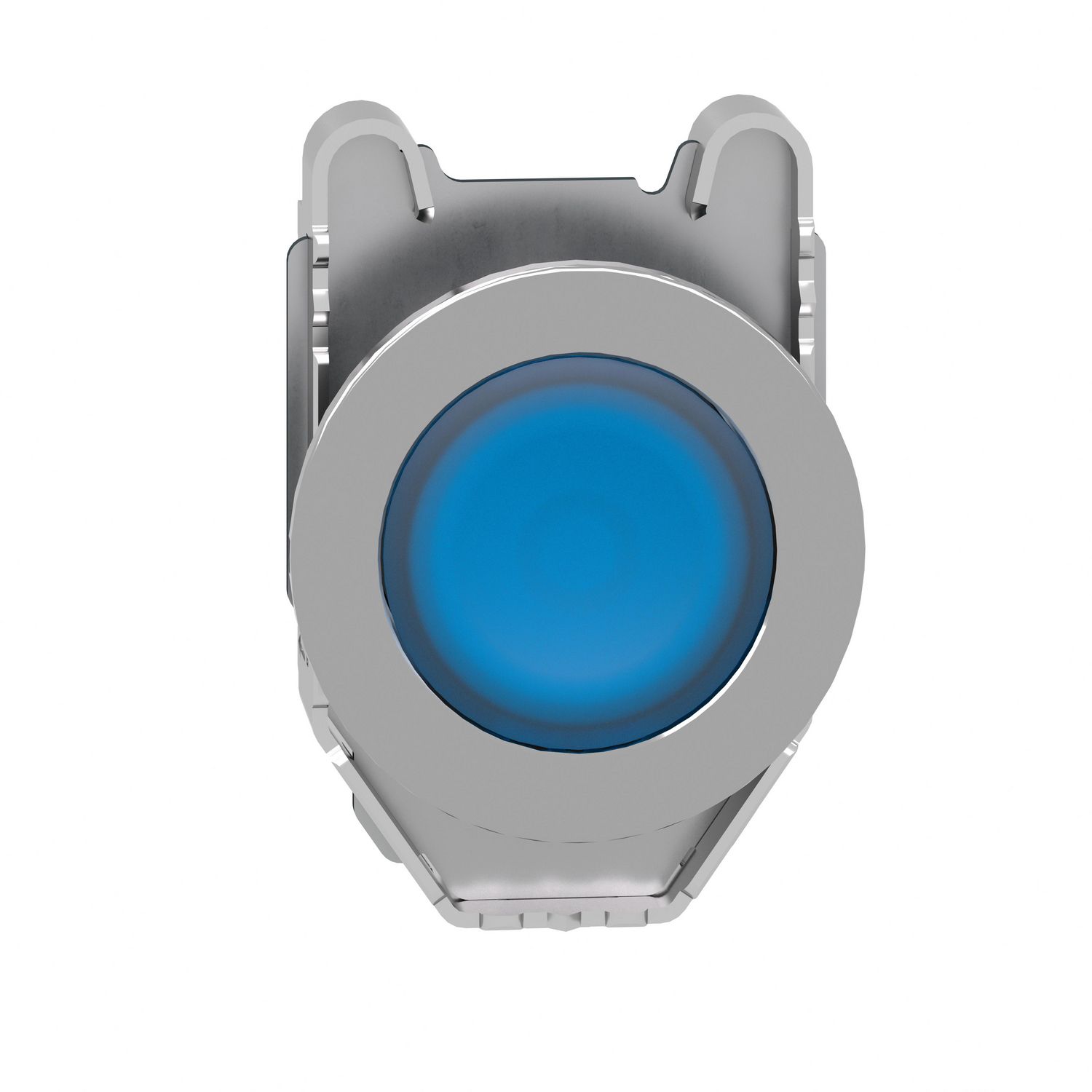 Picture of Head for pilot light, Harmony XB4, metal, blue flush mounted, 30mm, universal LED, plain lens