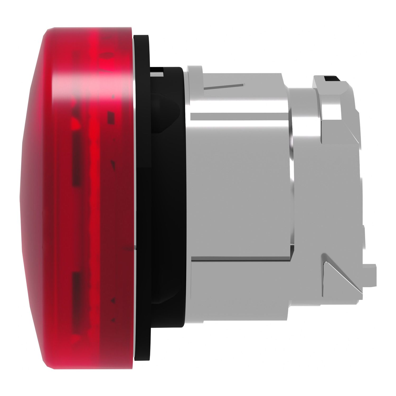 Picture of Head for pilot light, Harmony XB4, metal, red, 22mm, universal LED, grooved lens