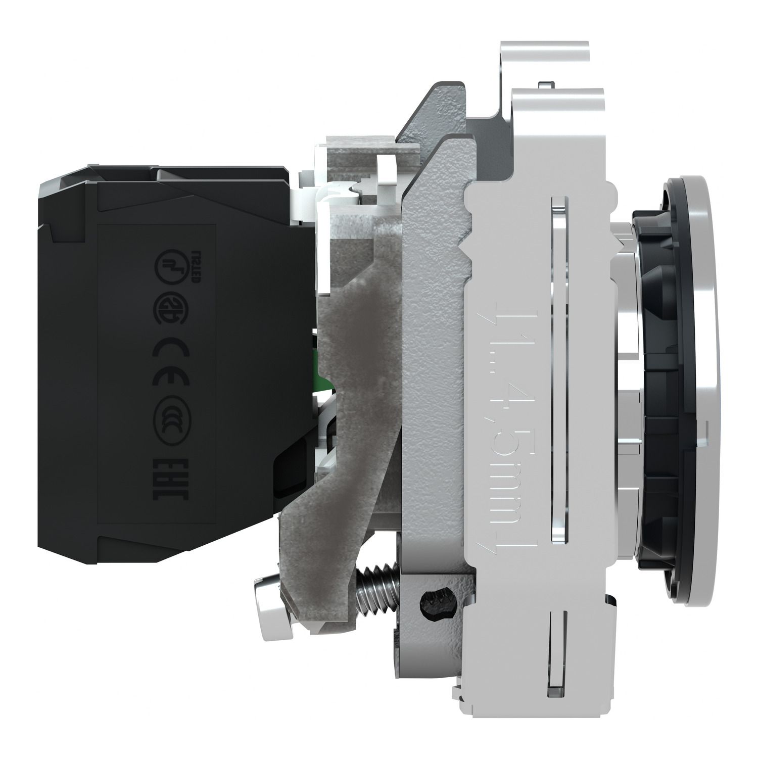 Picture of Push button flush mounted, Harmony XB4, metal, blue, 30mm, spring return, unmarked, 1NC