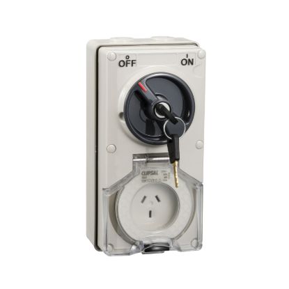 Picture of Keyed Three PIN Socket, Clipsal - 56 Series, 10A, 250V. Temperature range -25C to +75C