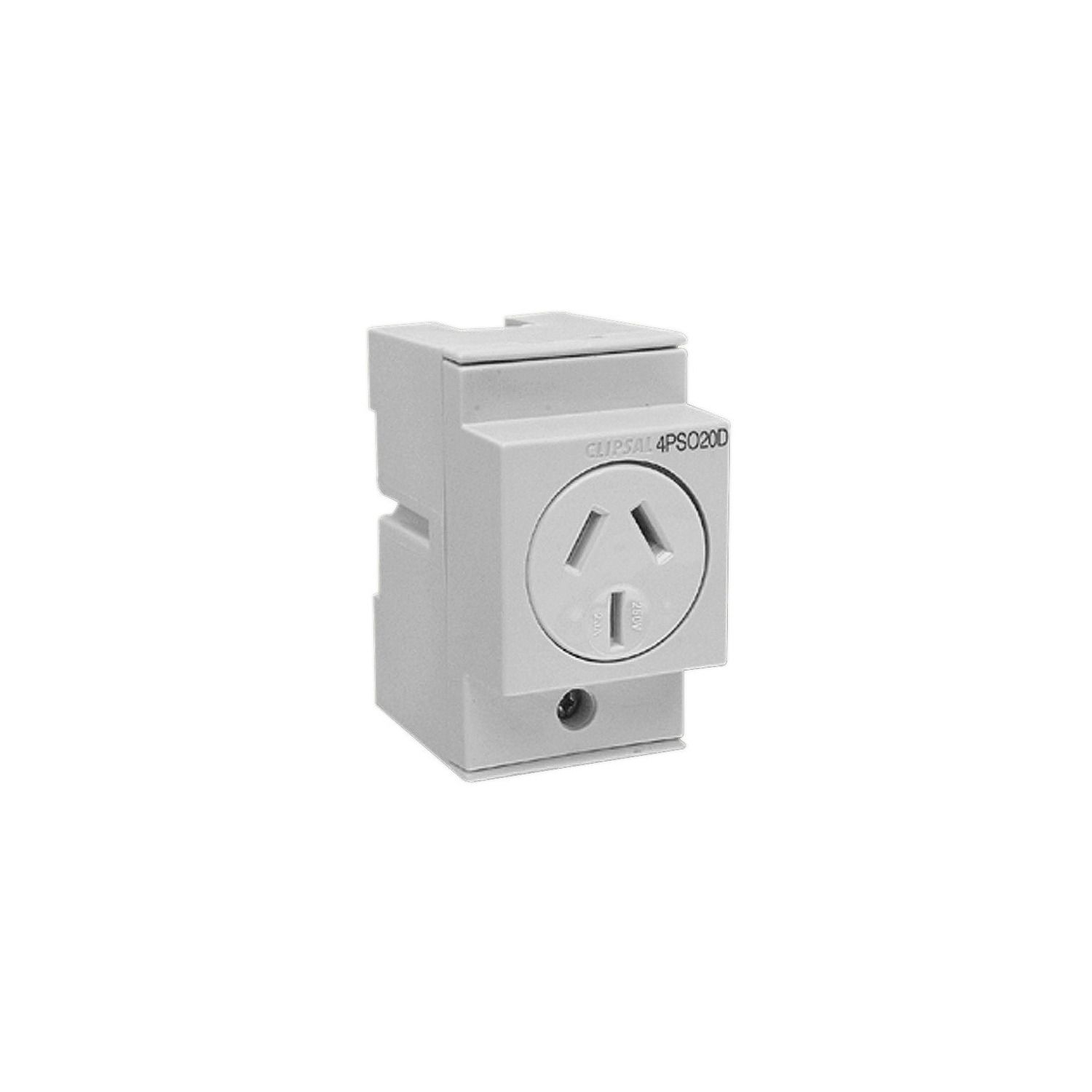 Picture of Socket outlet, Clipsal - Max 4, DIN Mounted 20 A 250 V 3 pin 2.5 module double pole