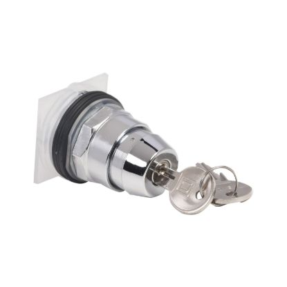 Picture of Key selector switch head, Harmony 9001K, metal, key switch, 30mm, key E10, 2 positions, stay put