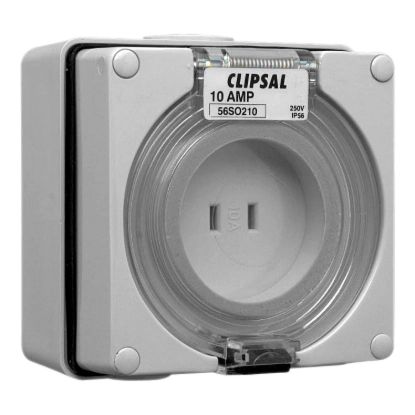 Picture of Surface Socket, Clipsal - 56 Series, IP66, 110V 10A - 2 ParAllel Flat Pins
