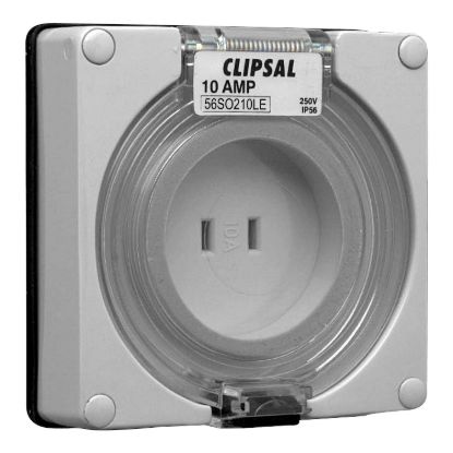 Picture of Socket Outlet, Clipsal - 56 Series, Surface 2 PIN 110V 10A Less Enclosure