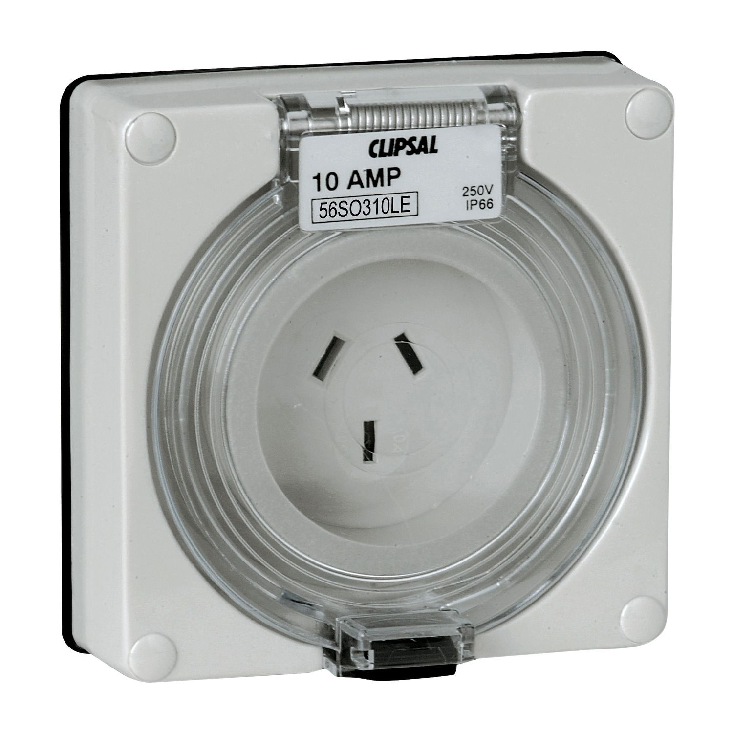 Picture of Socket Outlet Surface 3 Flat PIN 10A, Clipsal - 56 Series, 250V Less Enclosure