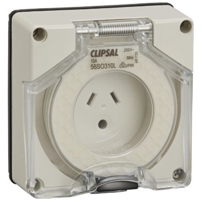 Picture of Socket Outlet, Clipsal - 56 Series, Surface 3 PIN 10A LT Less Enclosure