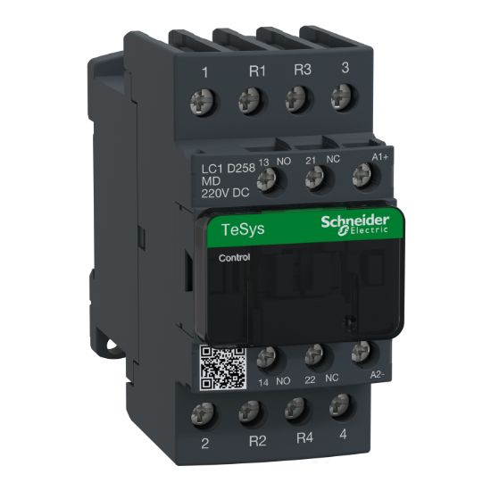 Picture of Contactor, TeSys Deca, 4P(2NO+2NC), AC-1, <=440V, 40A, 220VDC coil, screw clamp terminal
