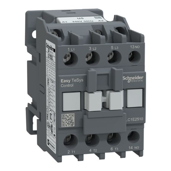 Picture of Contactor,Easy TeSys Control,LC1E,3P(3NO),AC-3,<=440V,25A,240V AC coil,50Hz,1NO auxiliary contact