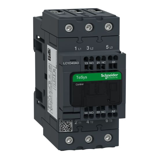 Picture of Contactor, TeSys Deca, 3P(3 NO), AC-3/AC-3e, <=400V, 40A, 220V AC 50/60Hz coil, spring terminals