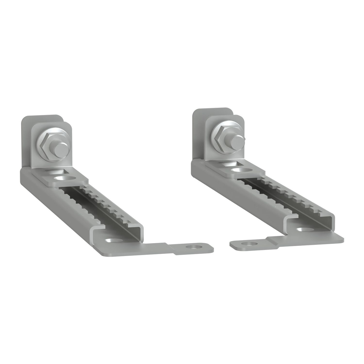Picture of set of 4 step slides with brackets for adjustment of m.plate in PLM 64