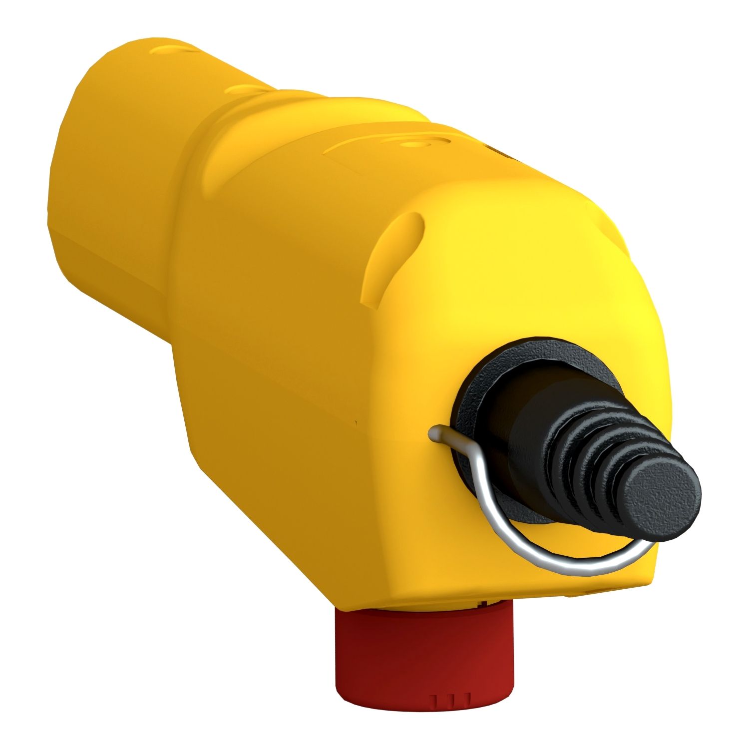 Picture of Pendant control station, Harmony XAC, plastic, yellow, pistol grip, 2 push buttons with NO+NC, 1 emergency stop NC