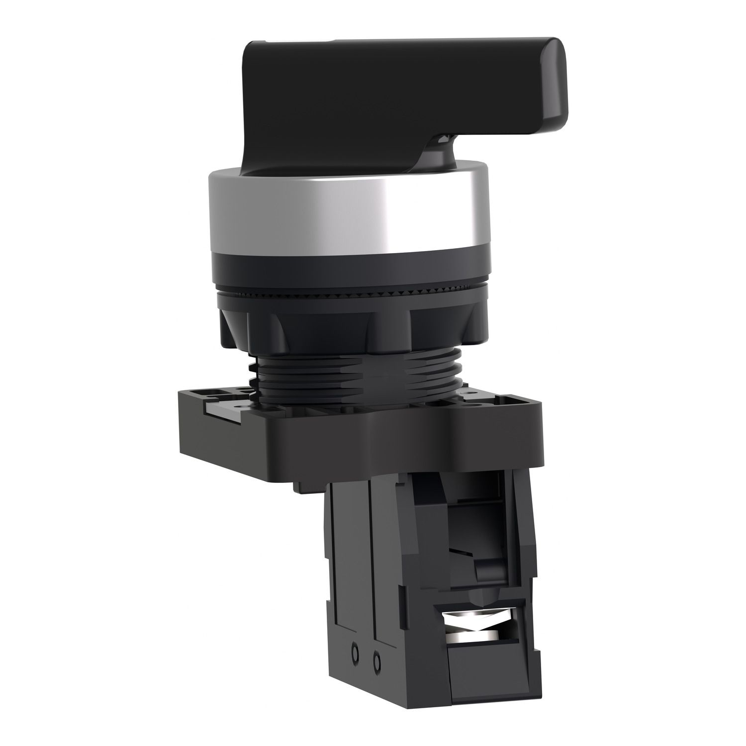 Picture of Complete selector switch, Easy Harmony XA2, plastic, black, 22mm, long handle, 2 positions, stay put, 1NO