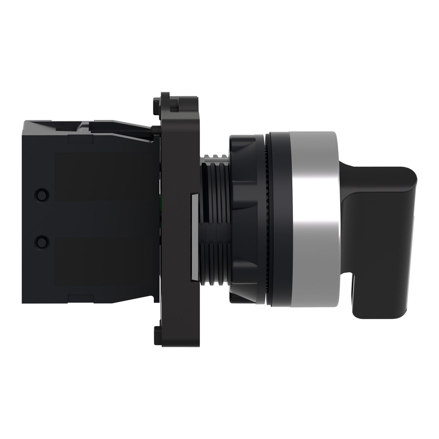 Picture of Complete selector switch, Easy Harmony XA2, plastic, black, 22mm, long handle, 2 positions, stay put, 1NO