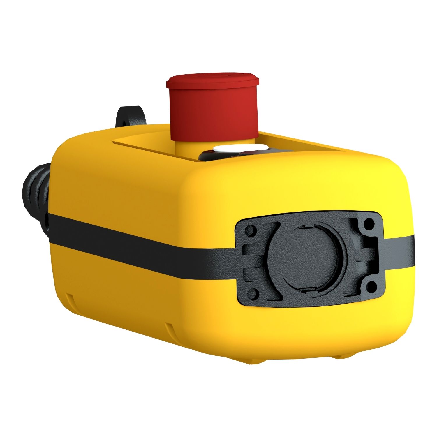 Picture of Pendant control station, Harmony XAC, plastic, yellow, 2 push buttons with 1NO, 1 emergency stop NC