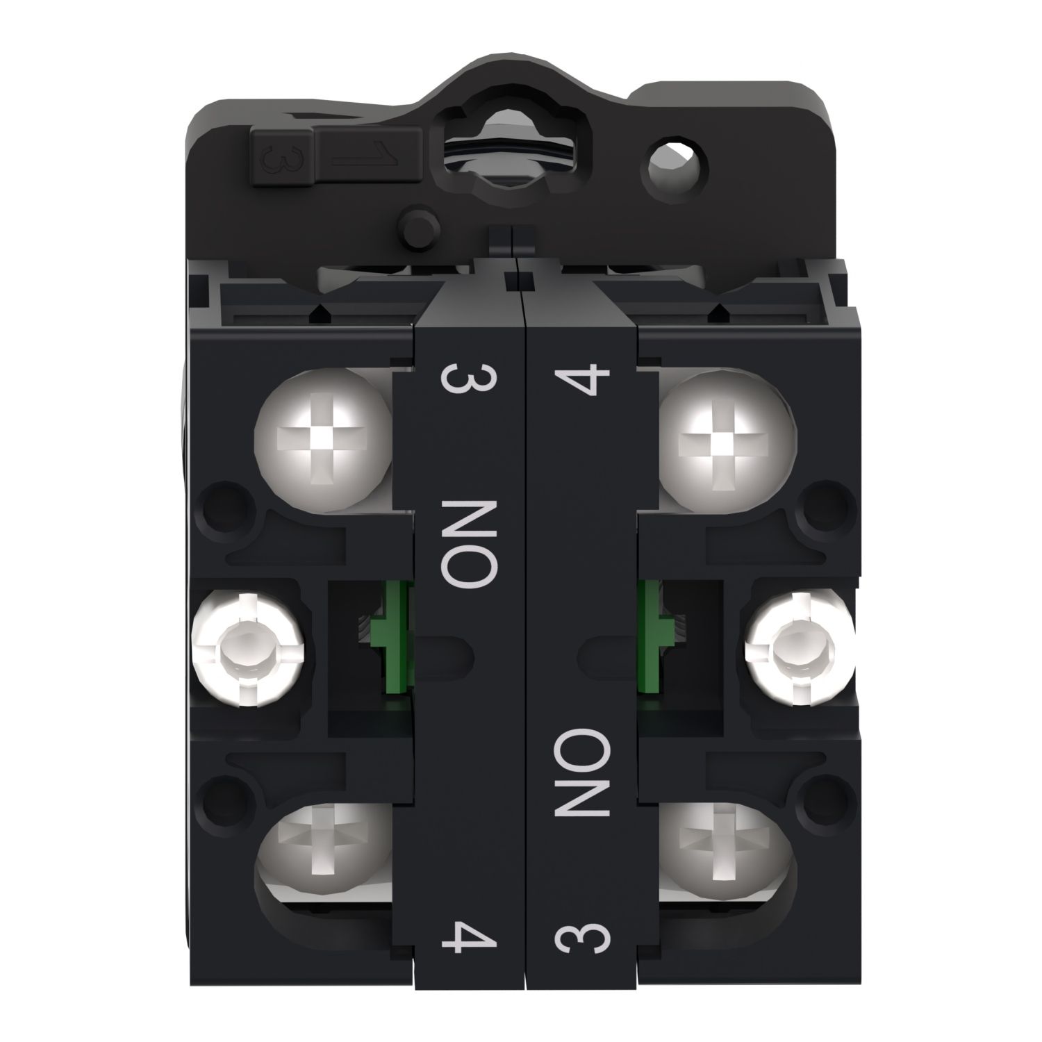 Picture of Complete selector switch, Easy Harmony XA2, plastic, black, 22mm, 3 positions, spring return to center, 2NO
