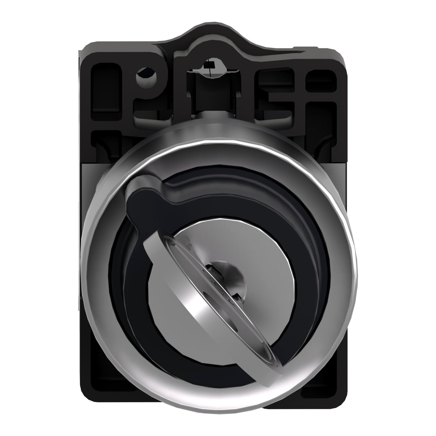 Picture of Complete selector switch, Easy Harmony XA2, plastic, black, 22mm, key 455, 2 positions, stay put, 2NO