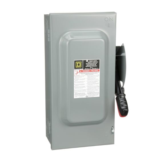 Picture of Safety switch, heavy duty, fusible, 60A, 3 wire, 3 pole, 50hp, 600VAC/DC, NEMA 1