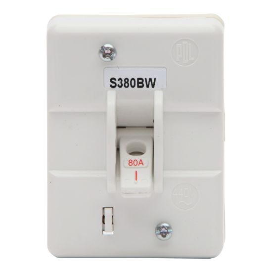 Picture of Back Wiring Mains Switch, S Series, 80A/M200, 440V, 50 Hz, 3P, White