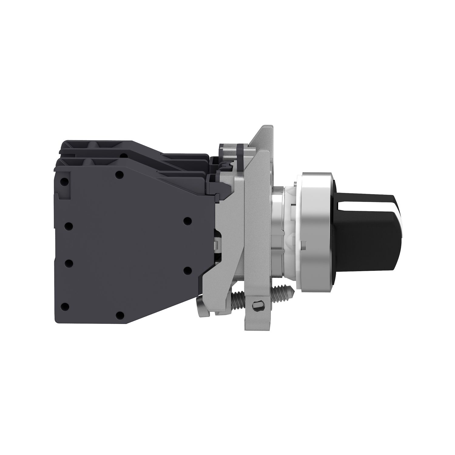 Picture of Selector switch, Harmony XB4 - ATEX D, metal, 22mm, 2 positions, black standard handle, stay put, screw clamp terminals, 1NO + 1NC
