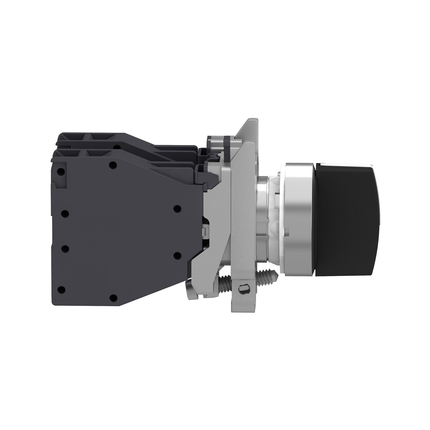 Picture of Selector switch, Harmony XB4 - ATEX D, metal, 22mm, 3 positions, black standard handle, stay put, screw clamp terminals, 2NO