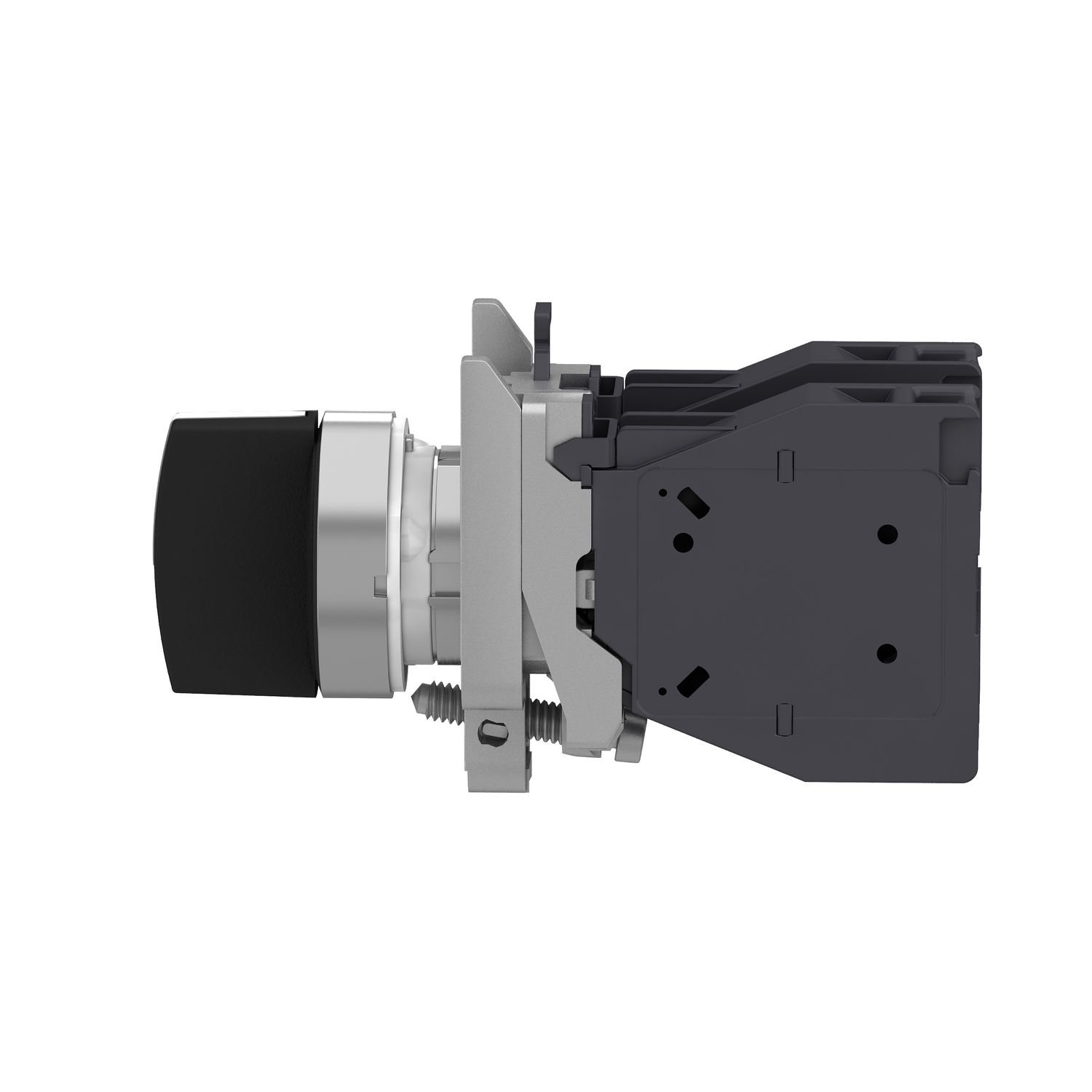 Picture of Selector switch, Harmony XB4 - ATEX D, metal, 22mm, 3 positions, black standard handle, stay put, screw clamp terminals, 2NO