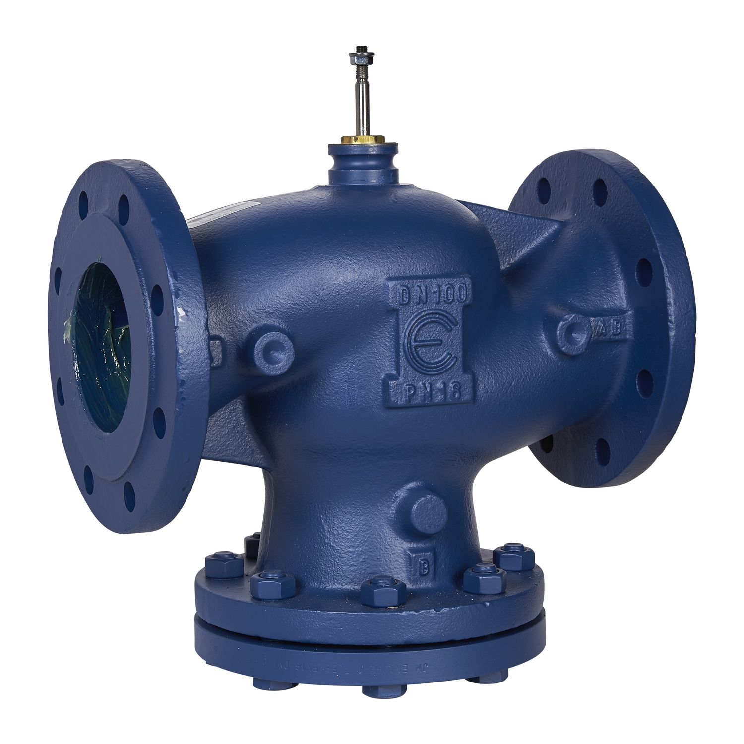 Picture of VG221F Globe Valve, 2-Way, DN100, Kvs 130 m³/h, ISO Flanged,  Brass Plug, EPDM Seals, Stem Up Closed.