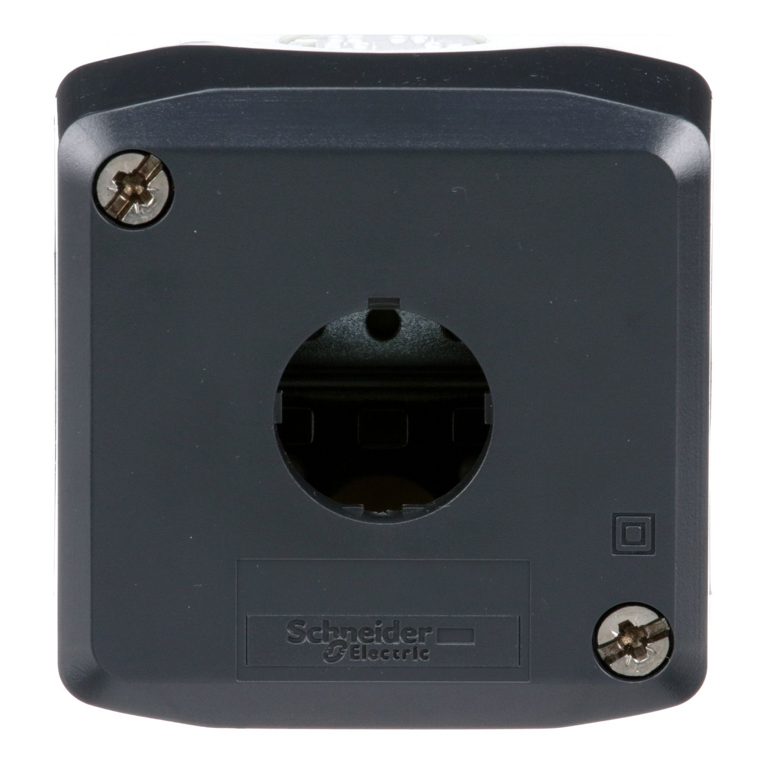 Picture of Empty control station, Harmony XALD, XALK, plastic, dark grey lid, light grey base, 1 cut out 22mm, UL CSA certified