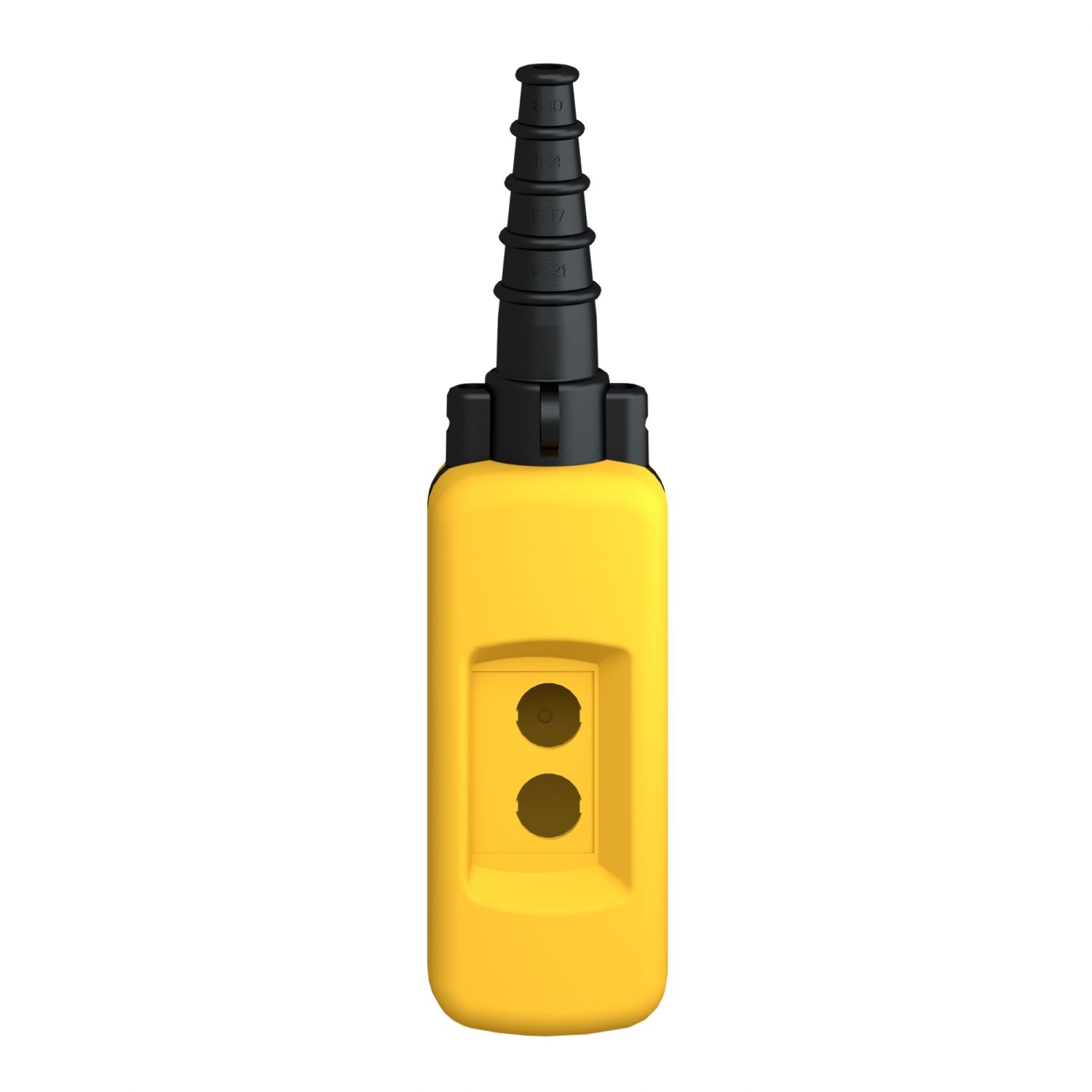 Picture of Empty pendant control station, Harmony XAC, plastic, yellow, 2 cut outs