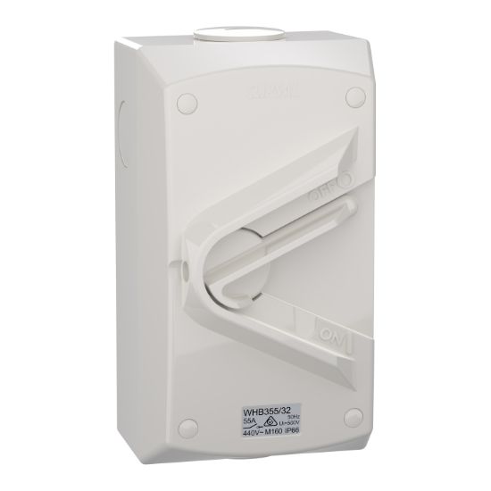 Picture of Switch, Weathershield, 1-Gang, 32mm Entry, 3 Pole, 55A, 440VAC, IP66