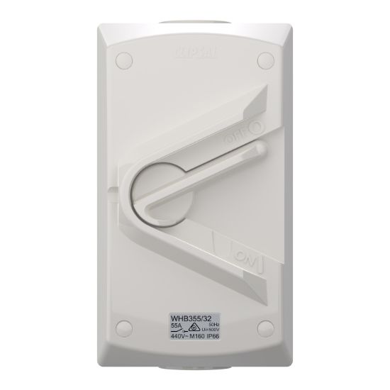 Picture of Switch, Weathershield, 1-Gang, 32mm Entry, 3 Pole, 55A, 440VAC, IP66