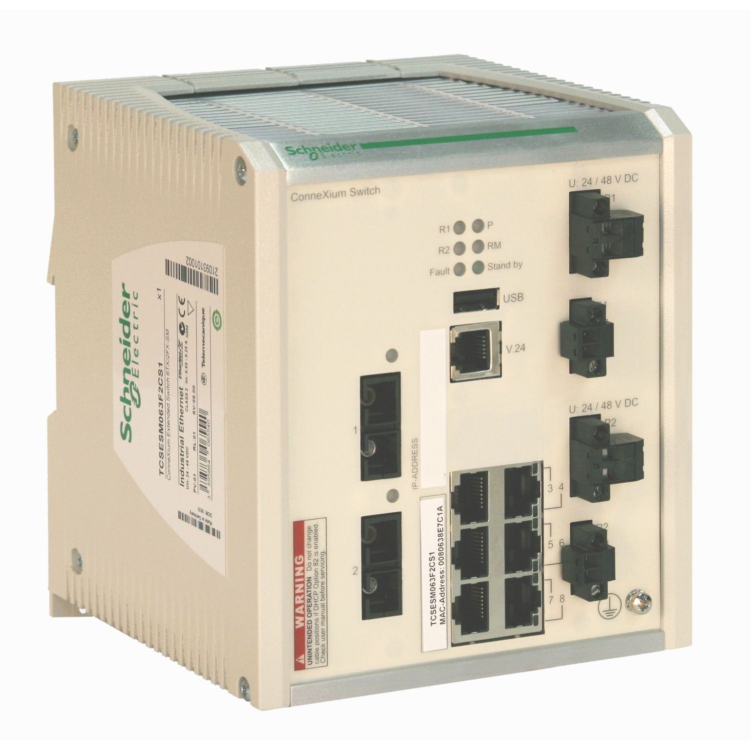Picture of ConneXium Extended Managed Switch - 6 ports for copper + 2 ports for fiber optic -multimode - Coated