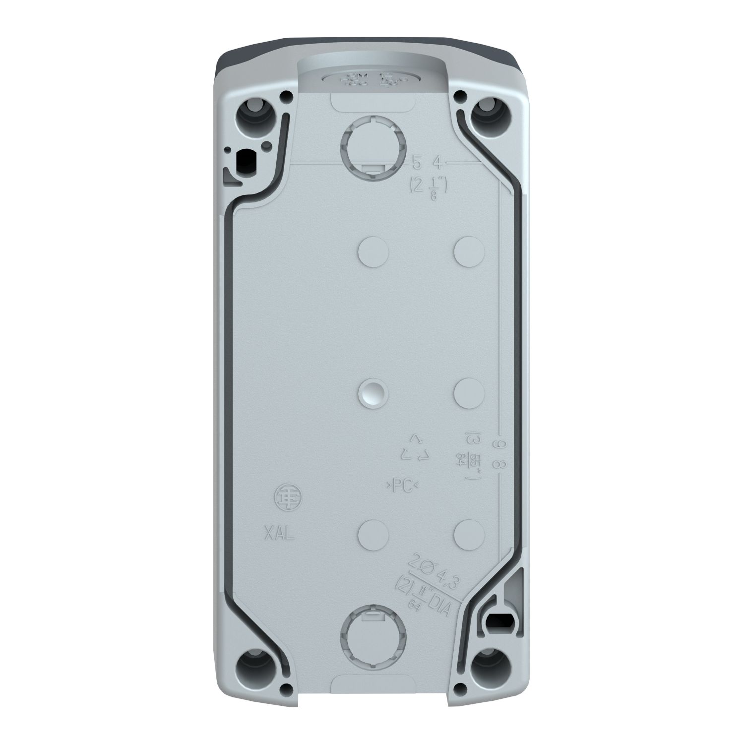 Picture of Empty control station, Harmony XALD, XALK, plastic, dark grey lid, light grey base, 3 cut out, UL CSA certified