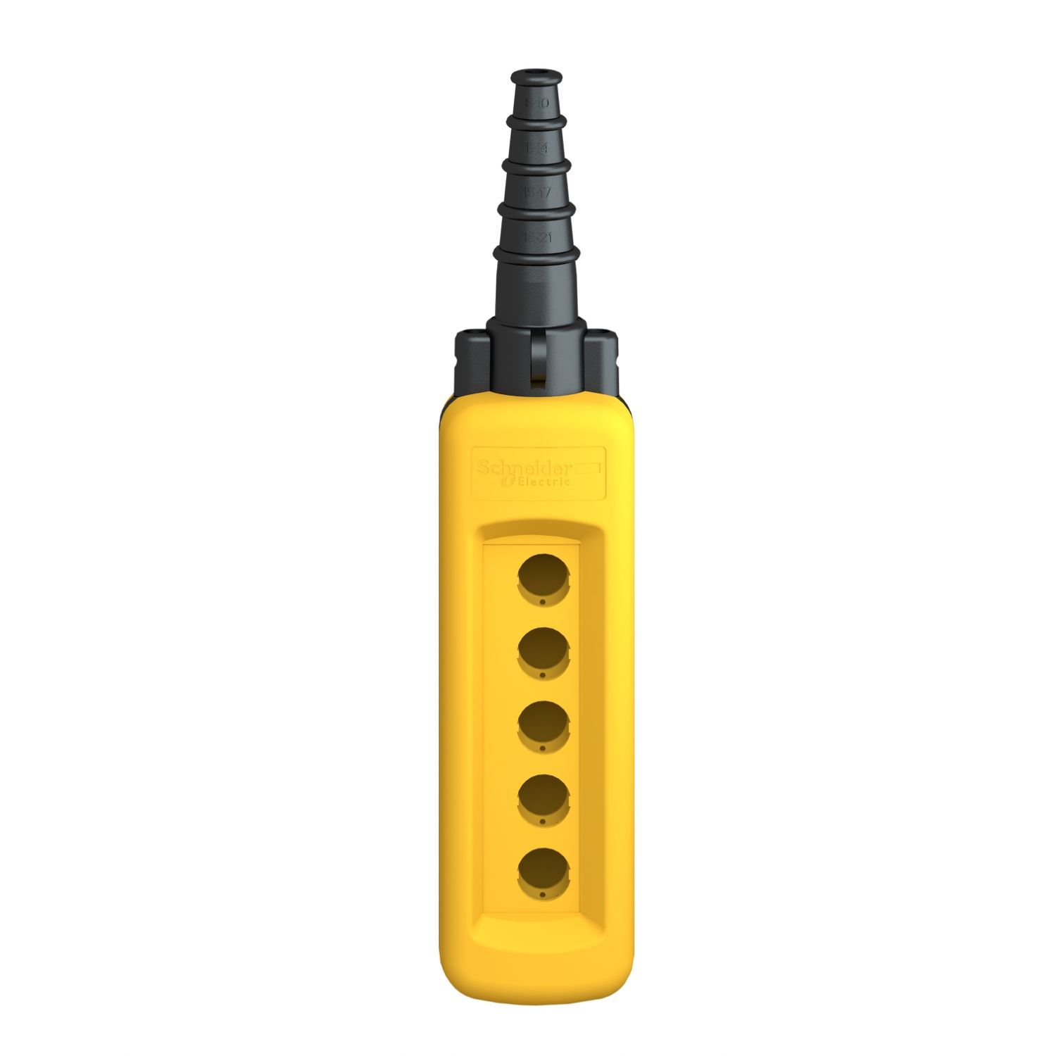 Picture of Empty pendant control station, Harmony XAC, plastic, yellow, 5 cut outs