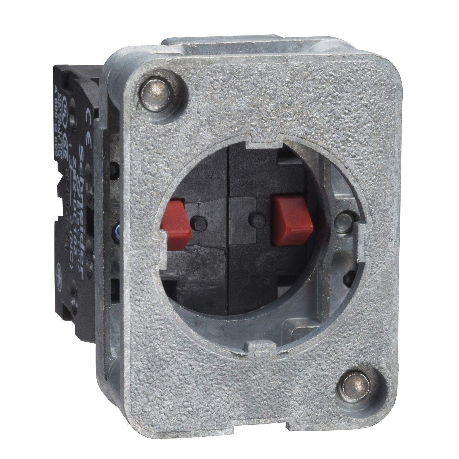 Picture of Contact block, Harmony XAC, single contact, spring return, front mounting, 40mm horizontal/30mmVertical fixing centres, 1NO
