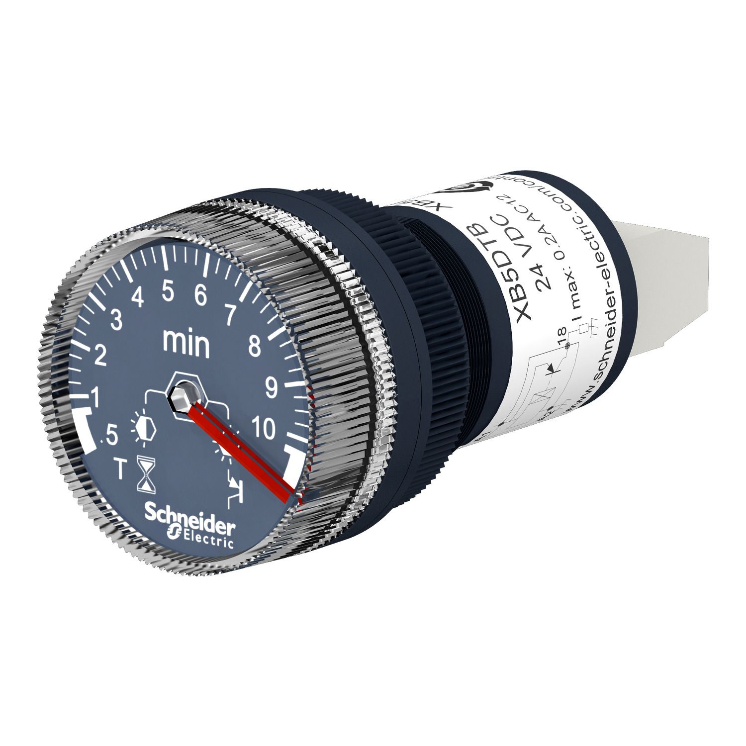 Picture of Panel mounted timer monofunction, Harmony XB5, plastic, 22mm, time delay 0.5...10min, 24V DC