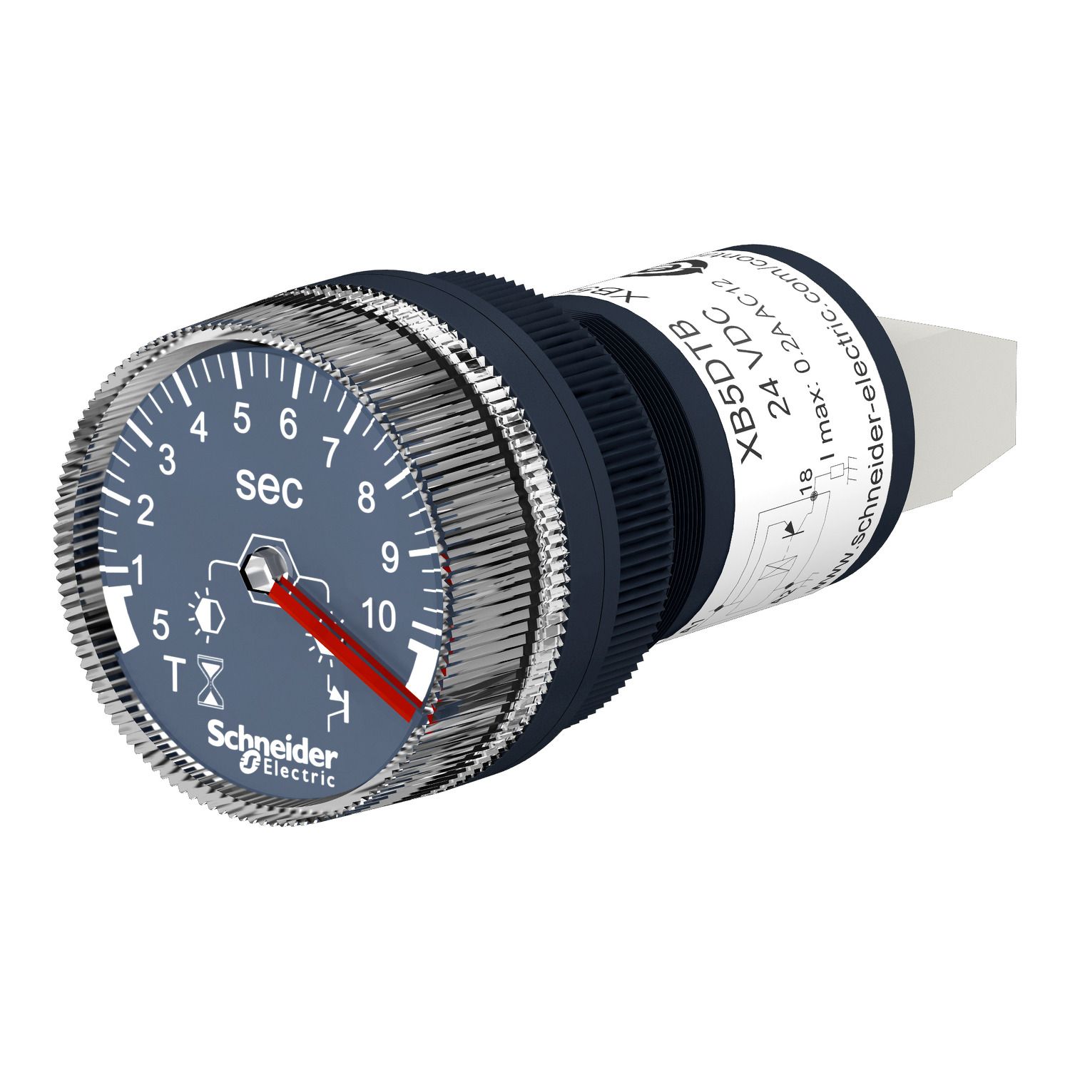Picture of Panel mounted timer monofunction, Harmony XB5, plastic, 22mm, time delay 0.5...10s, 24V DC