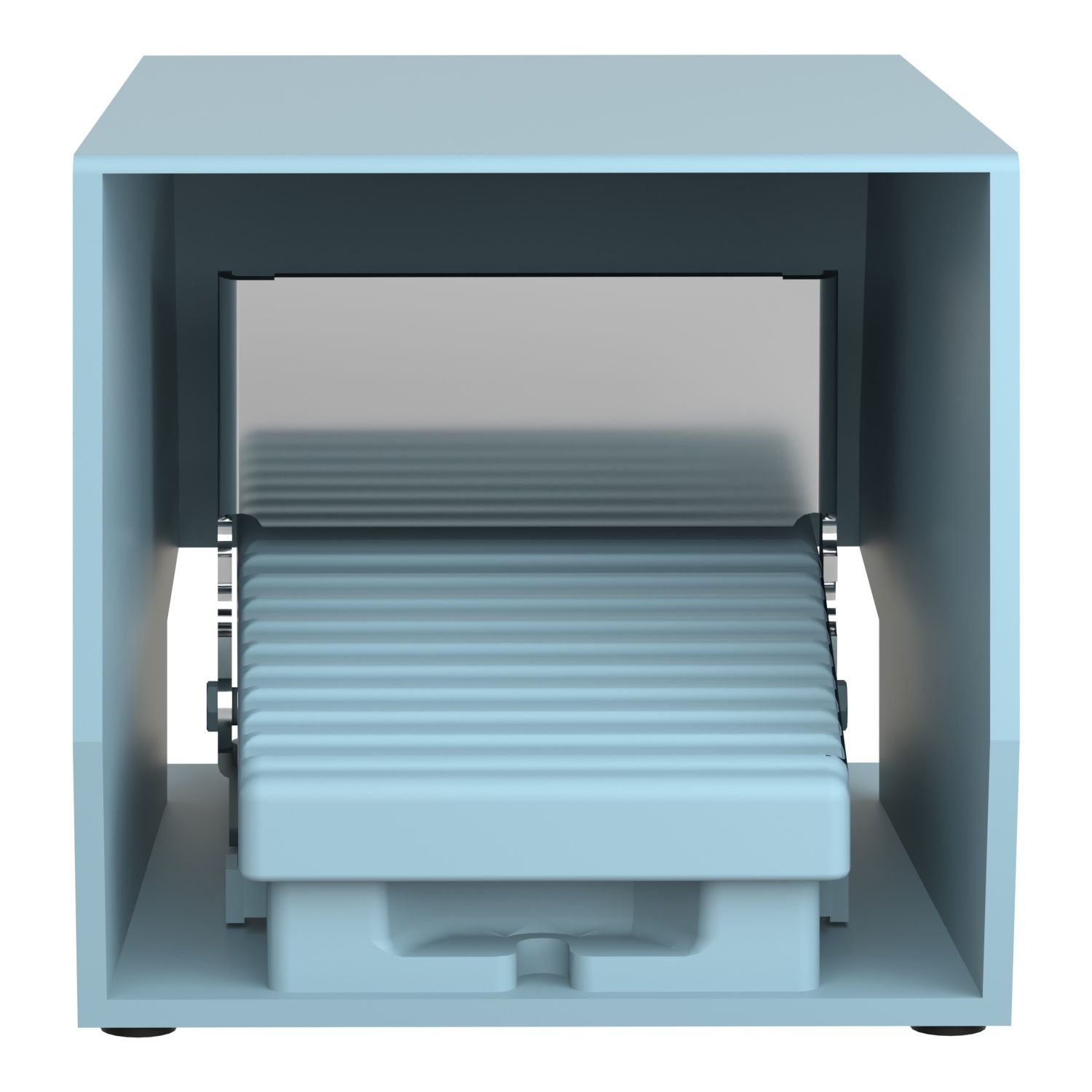 Picture of Single foot switch, Harmony XPE, metal, blue, with cover, trigger mechanism, 1 step, 1 contact 1NC+NO, IP66